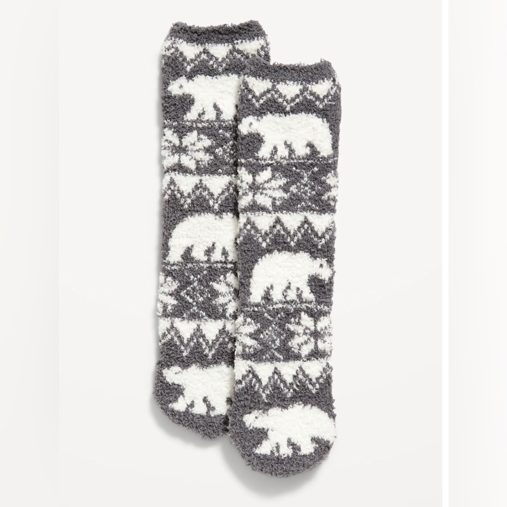 ⭐️*2/$10* ⭐️OLD NAVY Cozy Crew Socks for Women in Fairisle grey -NWT - Picture 1 of 3